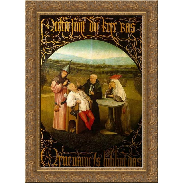 The Stone Operation / The Extraction of the Stone Madness / The Cure of Folly 20x24 Gold Ornate Wood Framed Canvas Art by Bosch, Hieronymus
