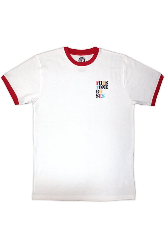 The Stone Roses Unisex Ringer T-Shirt Side Text Ringer (White)
