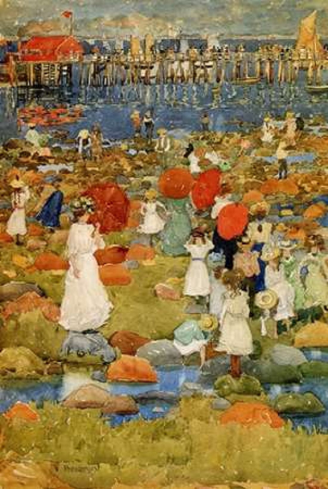 The Stony Beach Canvas Art - Maurice Brazil Prendergast (12 x 18)