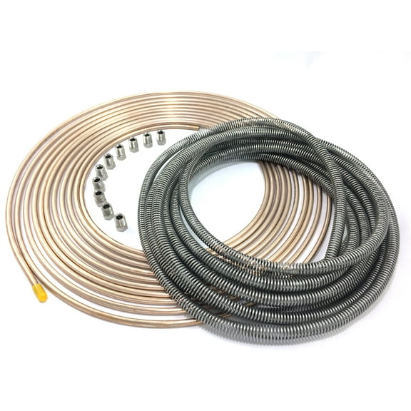 The Stop Shop 25 Ft. of 1/4" Copper Nickel Tubing with 8 Ft of Stainless Armor and Stainless Fittings