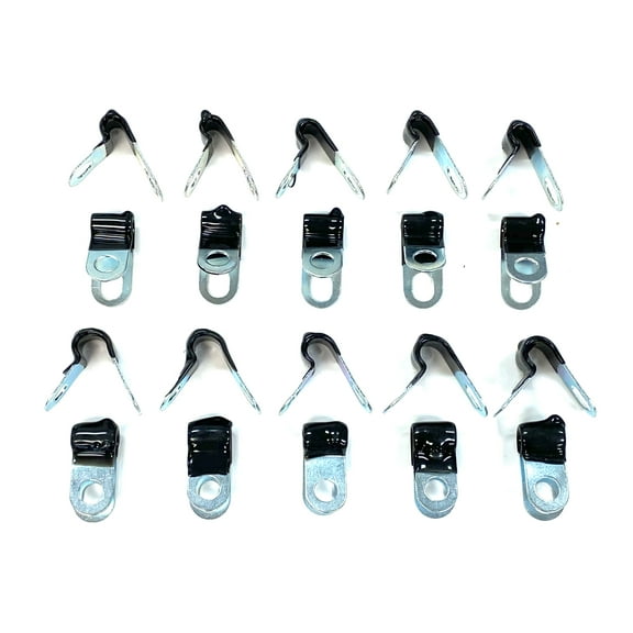 The Stop Shop Brake Line Clips for 3/16 & 1/4 Inch Tubing, Rubber Insulated (20 pcs Total)