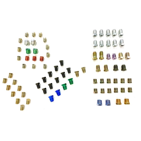 The Stop Shop Brake Line Fitting Assortment for 3/16 Inch & 1/4 Inch Tubing, Inverted Flare & Bubble/ISO Flare, Metric & SAE (81 Fittings Total)