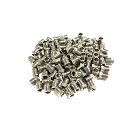 The Stop Shop Inverted Flare Stainless Steel Brake Line Fittings For 3/16 Inch O.D. Tubing With 3/8"-24 Threads (Pack of 125)