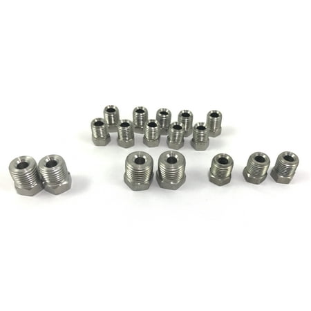 The Stop Shop Stainless Brake Line Fitting Kit for 3/16" tube, Inverted Flare (19 Fittings Included)