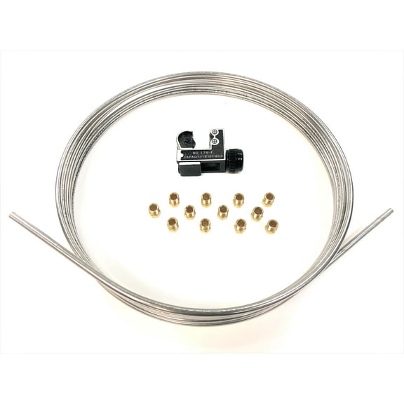 The Stop Shop Stainless Brake Line Tube Coil Roll 3/16" 16 ft. w/Tube cutter & 12 fittings