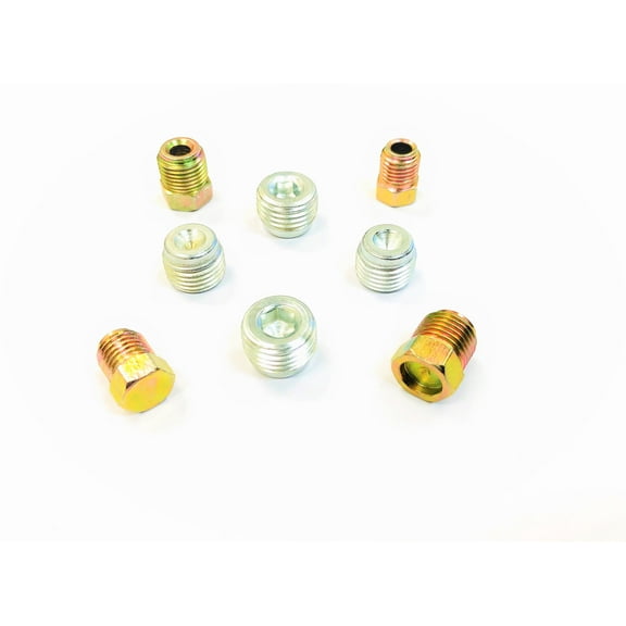 The Stop Shop Steel Plugs for Inverted Flare, 3/8"-24, 9/16"-18, 1/2"-20 (2 of Each Size)