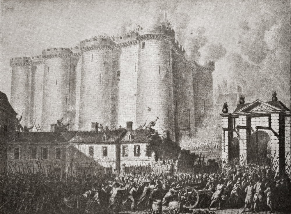 The Storming Of The Bastille Paris France 14Th July 1789 From A Contemporary Print Canvas Art - Ken Welsh Design Pics (16 x 12)