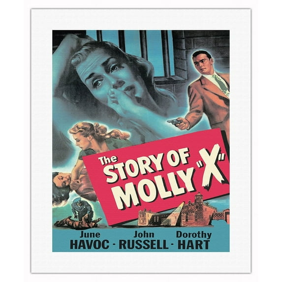 The Story of Molly X - Starring June Havoc, John Russell and Dorothy Hart - Vintage Film Noir Movie Poster c.1949 - Fine Art Rolled Canvas Print 16in x 20in