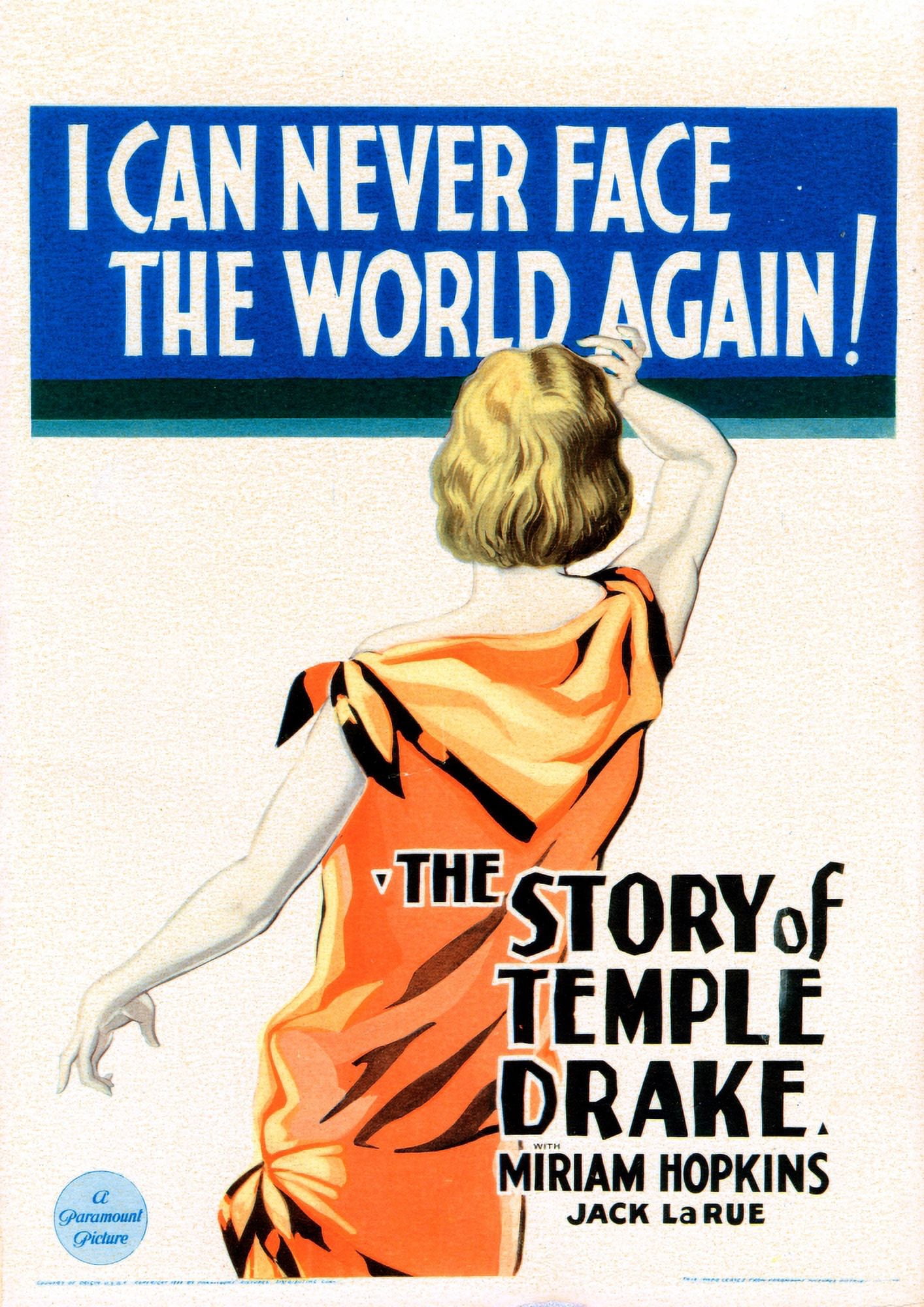 The Story Of Temple Drake Canvas Art - (11 x 17)