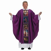 The Story of Lent Chasuble Purple Polyester lergy Robe for Men with Included Inner Stole, 51 Inches