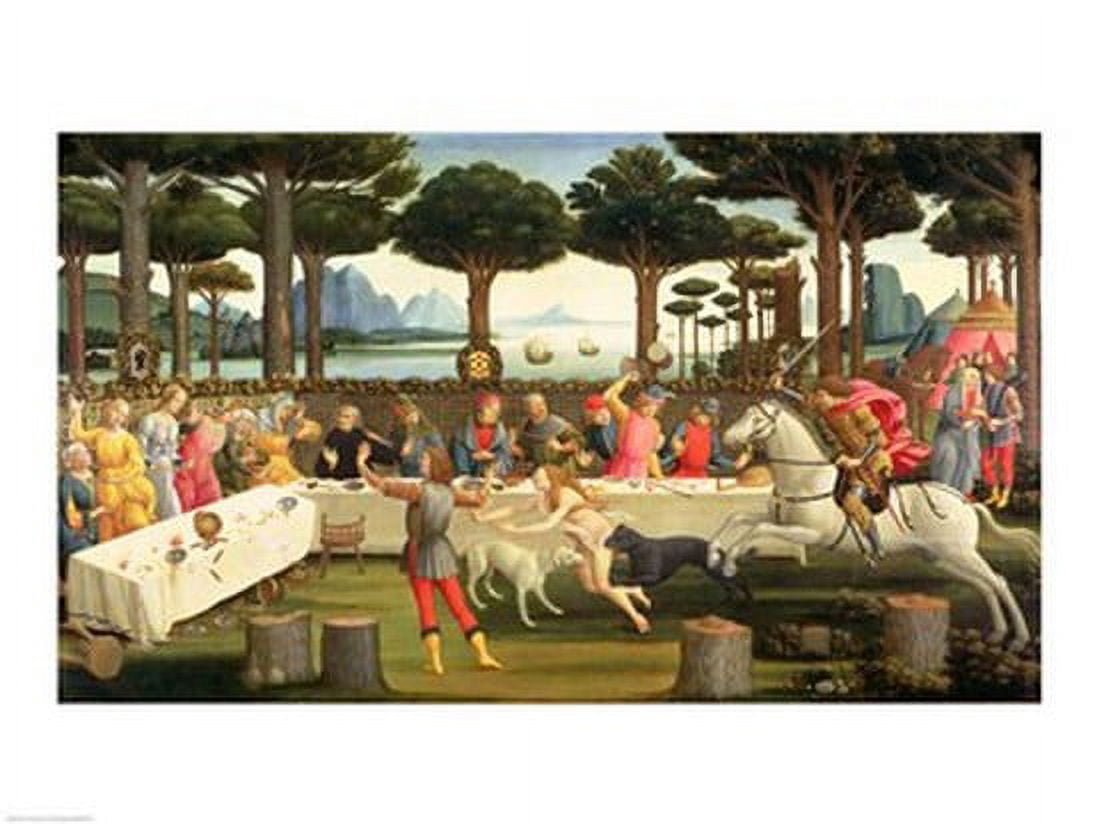 The Story of Nastagio degli Onesti Nastagio Arranges a Feast at which the Ghosts Reappear 1483-87 Canvas Art - Sandro Botticelli (24 x 18)