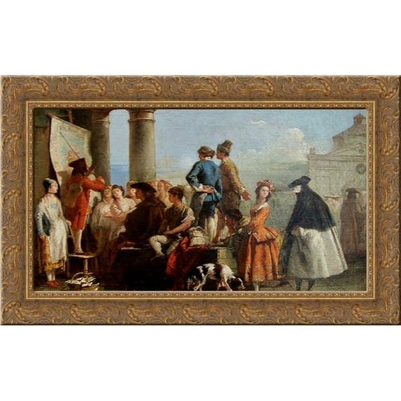 The Storyteller 24x16 Gold Ornate Wood Framed Canvas Art by Giovanni Domenico Tiepolo