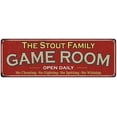thumbnail image 1 of The Stout Family Red Game Room Metal 6x18 Sign 106180038308, 1 of 1