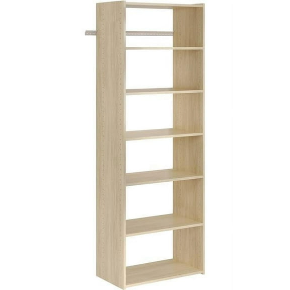 The Stow PH38-MJ 72 x 25.125 x 14 in. Essential Shelf Tower Kit with Six Shelves, Honey Blonde
