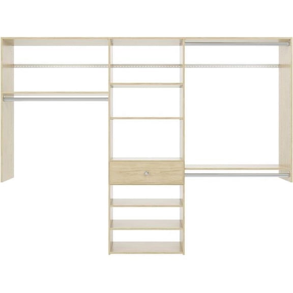 The Stow PH53-MJ 8 ft. Wide Perfect Fit Reach-In Closet Organizer Kit, Honey Blonde