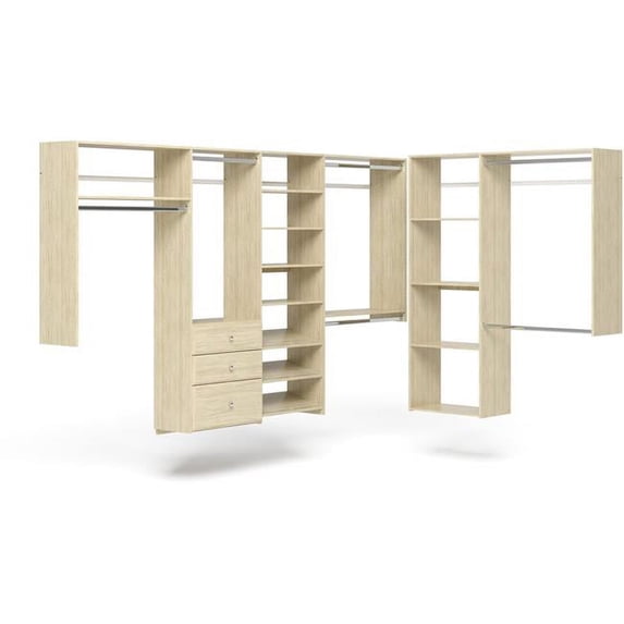 The Stow PH59-MJ 10-7 ft. L-Shape Walk-In Closet Kit, Honey Blonde