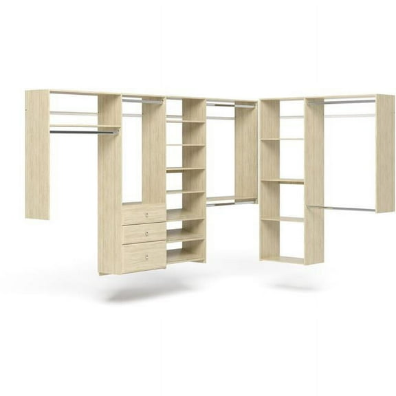 The Stow PH59-MJ 10-7 ft. L-Shape Walk-In Closet Kit, Honey Blonde