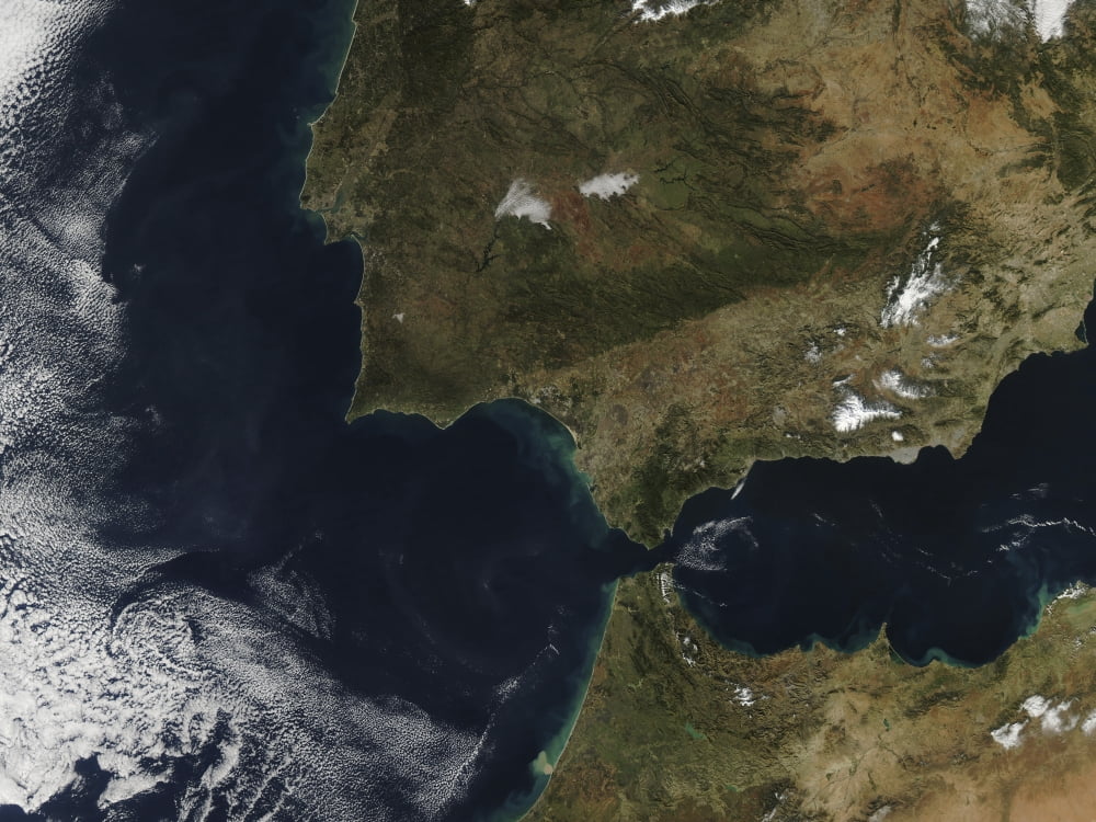 The Strait of Gibraltar Canvas Art - Stocktrek Images (32 x 24)