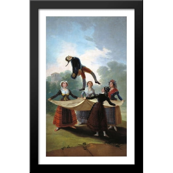The Straw Manikin 24x40 Large Black Wood Framed Print Art by Francisco Goya