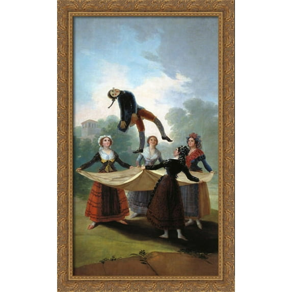 The Straw Manikin 24x40 Large Gold Ornate Wood Framed Canvas Art by Francisco Goya
