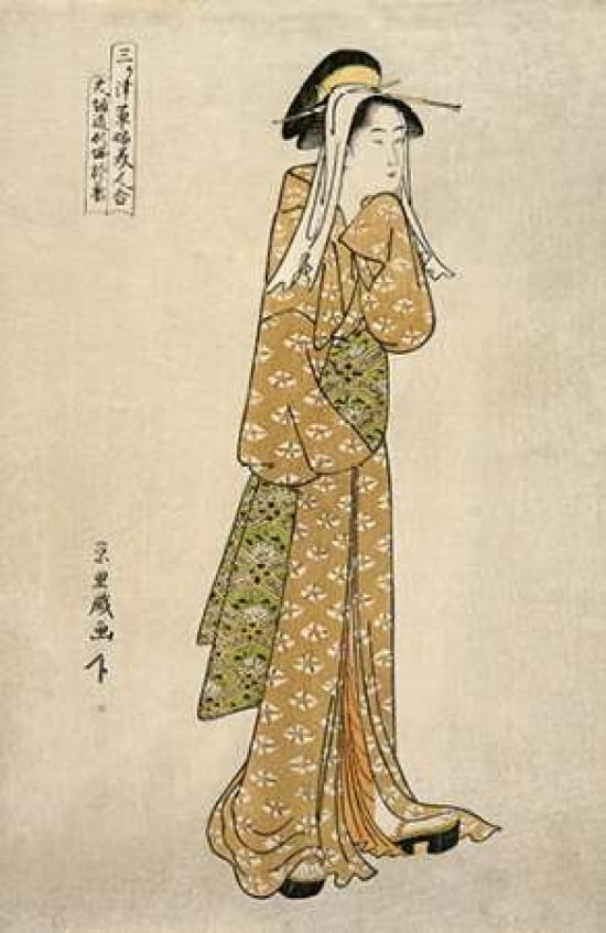 The Streetwalker Okane Canvas Art - Chokyosai Eiri (12 x 18)