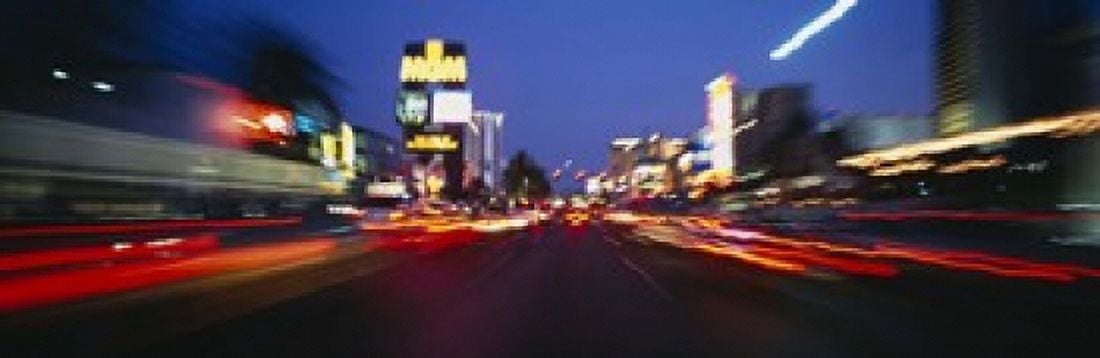 The Strip at dusk Las Vegas Nevada USA Canvas Art - Panoramic Images (18 x 6)