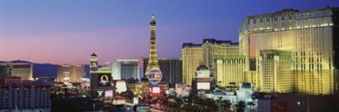 The Strip dusk Las Vegas NV USA Canvas Art - Panoramic Images (18 x 6)