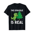thumbnail image 1 of The Struggle Is Real Dinosaur & X-Mas Tree Christmas T-Rex T-Shirt, 1 of 5