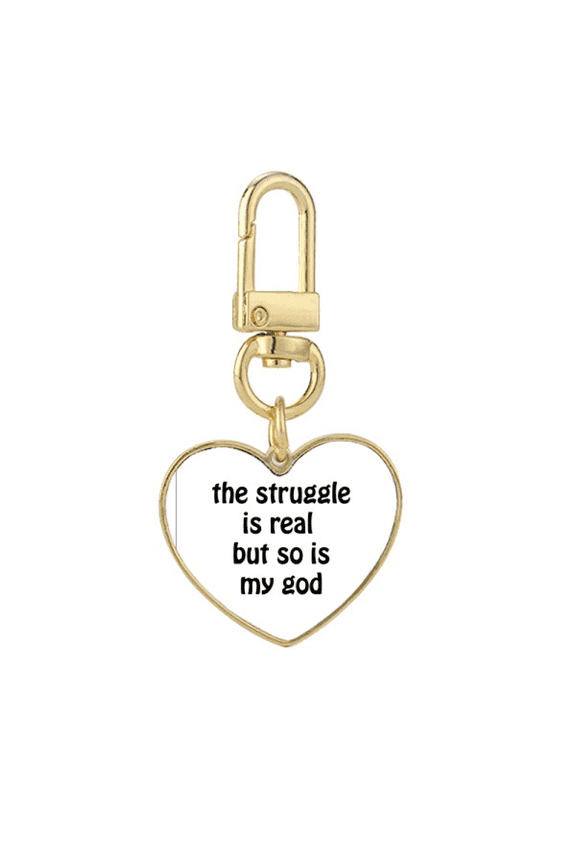 The Struggle Is Real Quotes Gold Heart Keychain Metal Keyring Holder