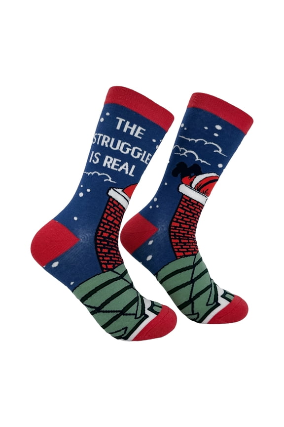 The Struggle Is Real Socks Funny Sarcastic Santa Graphic Novelty Xmas Footwear for Ladies