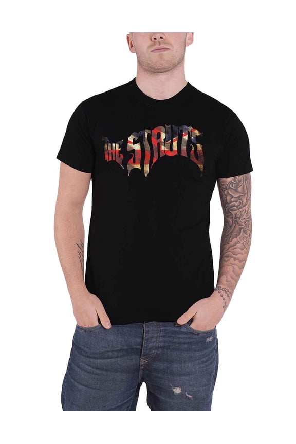 T Shirt Union Jack Band Logo Distressed new Official Mens Black