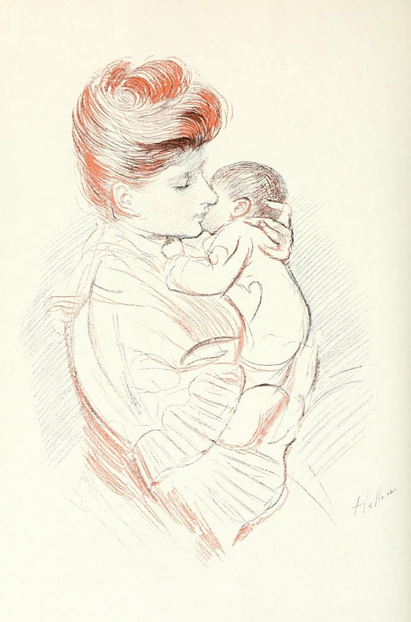 The Studio 1896 Mother and Child 1 Canvas Art - Paul Csar Helleu (18 x 24)