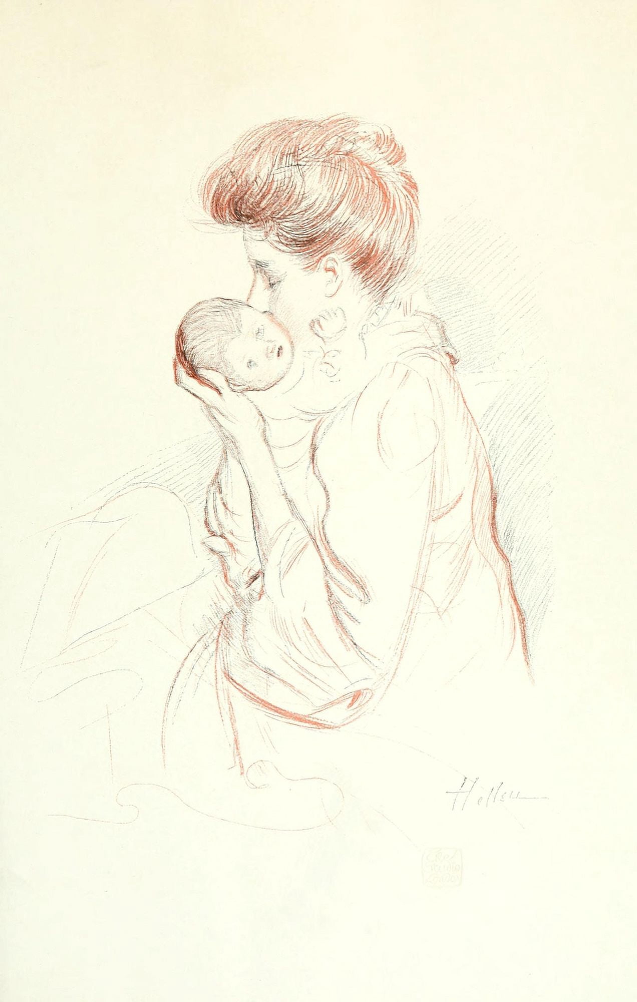 The Studio 1896 Mother and Child 2 Canvas Art - Paul Csar Helleu (18 x 24)