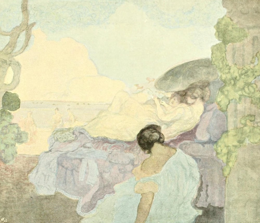 The Studio 1897 By the sea Canvas Art - Charles Conder (18 x 24)