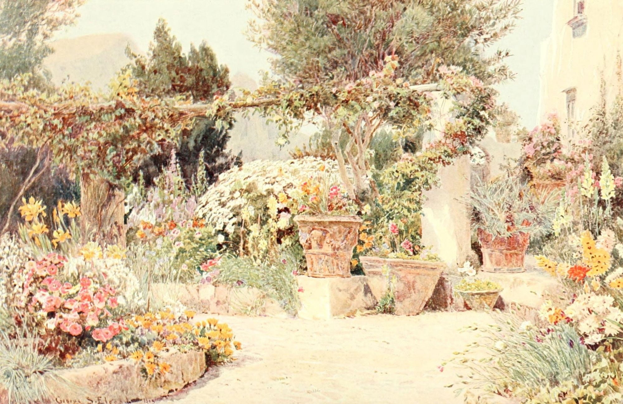 The Studio 1904 An Italian Garden Canvas Art - George S Elgood (18 x 24)