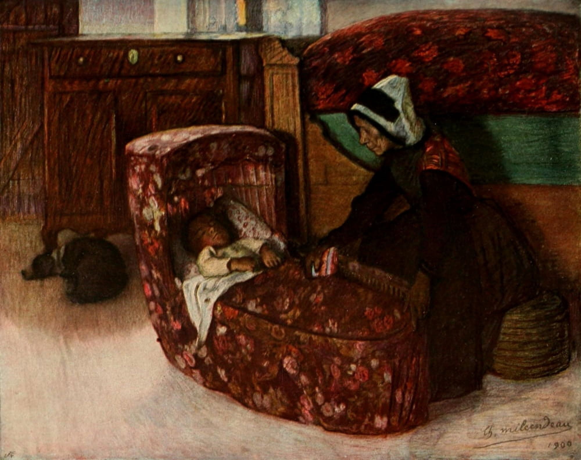 The Studio 1904 Mere et Enfant Canvas Art - Charles Milcendeau (18 x 24)