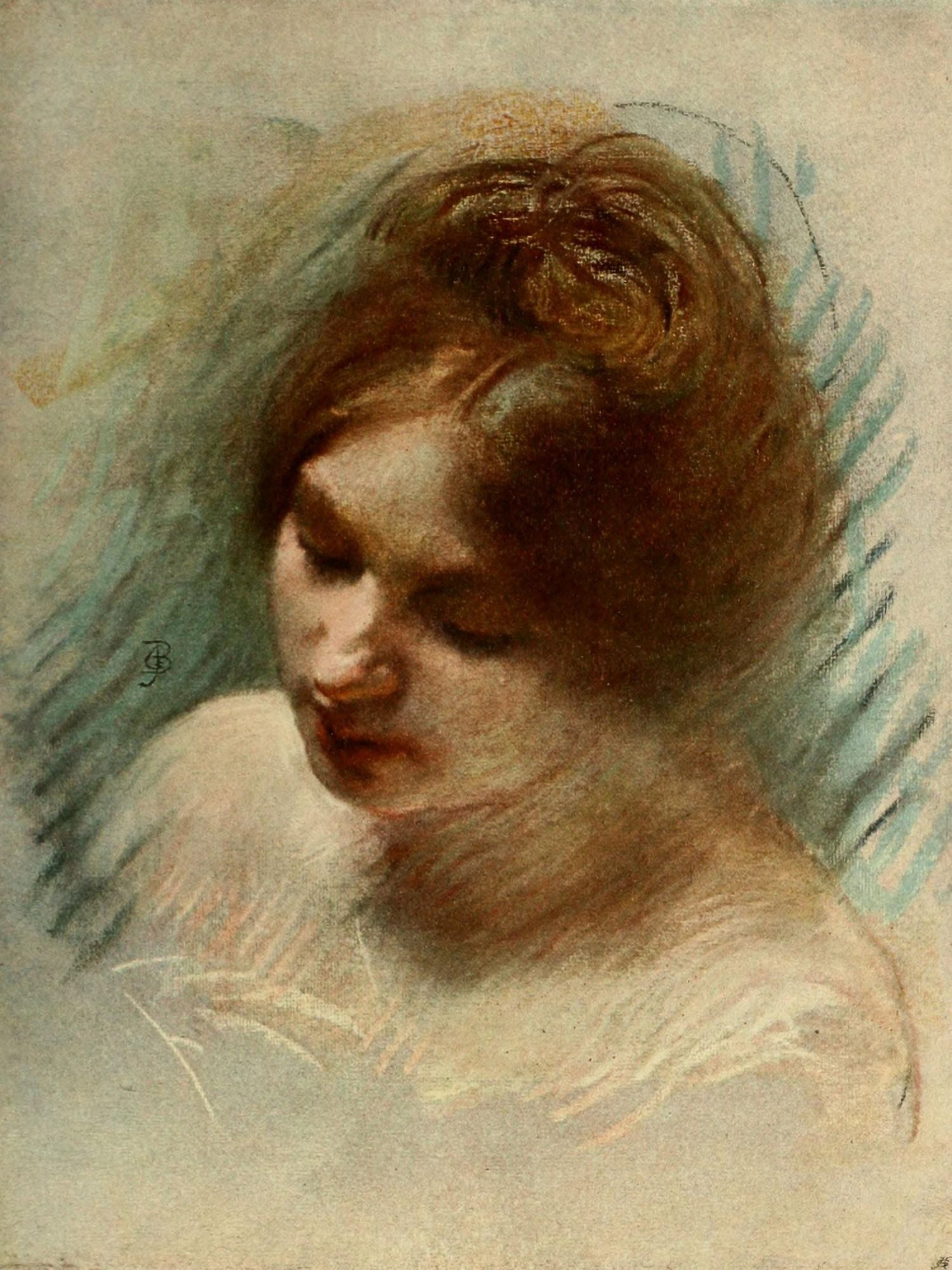 The Studio 1904 Study of a head Canvas Art - Jules Gustav Besson (18 x 24)