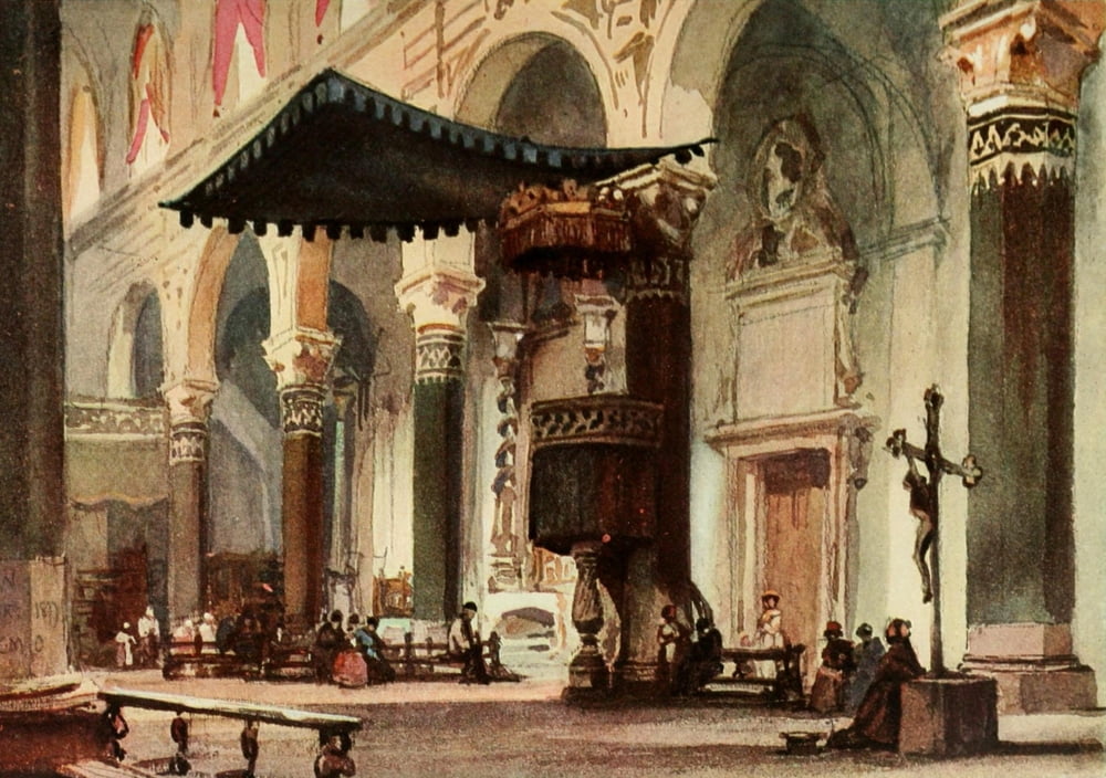 The Studio 1907 Interior of Cathedral San Remo Canvas Art - Alfred Waterhouse (18 x 24)