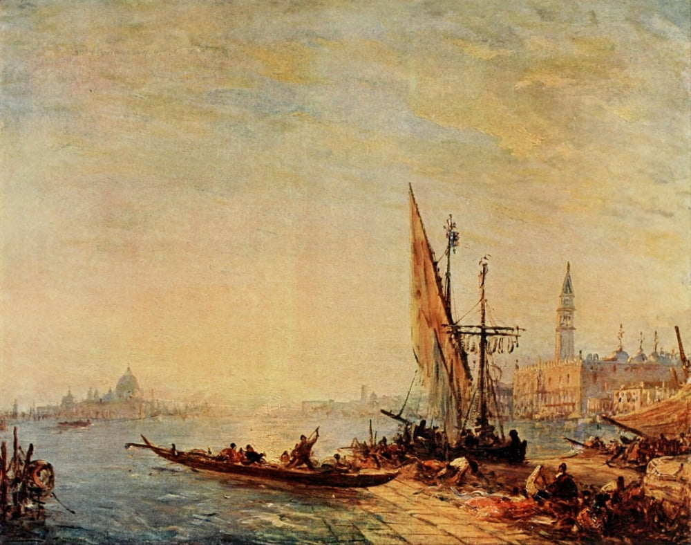 The Studio 1911 Entrance to the Grand Canal Venice Canvas Art - Flix Ziem (24 x 36)