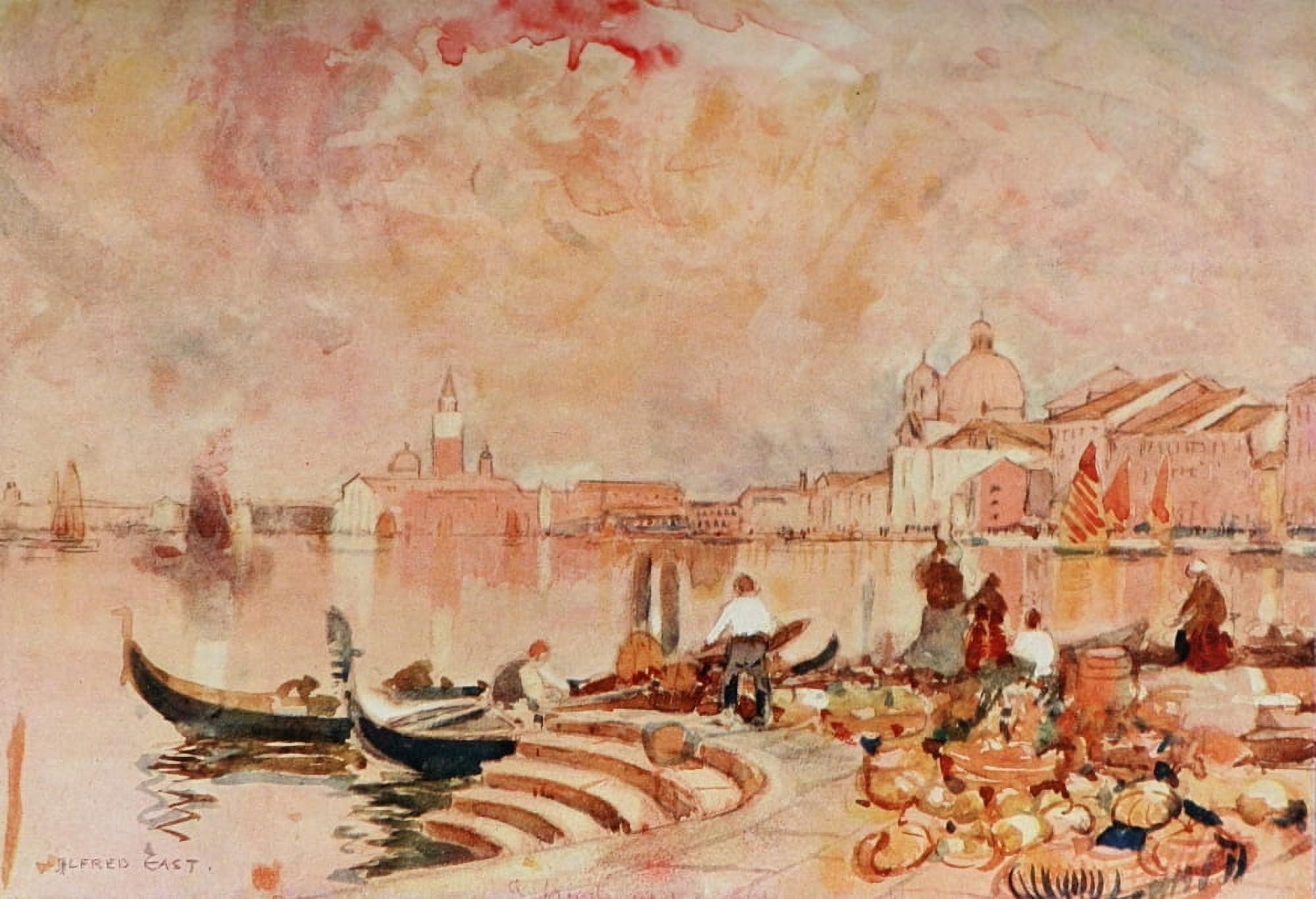 The Studio 1911 Evening glow Venice Canvas Art - Alfred East (24 x 36)