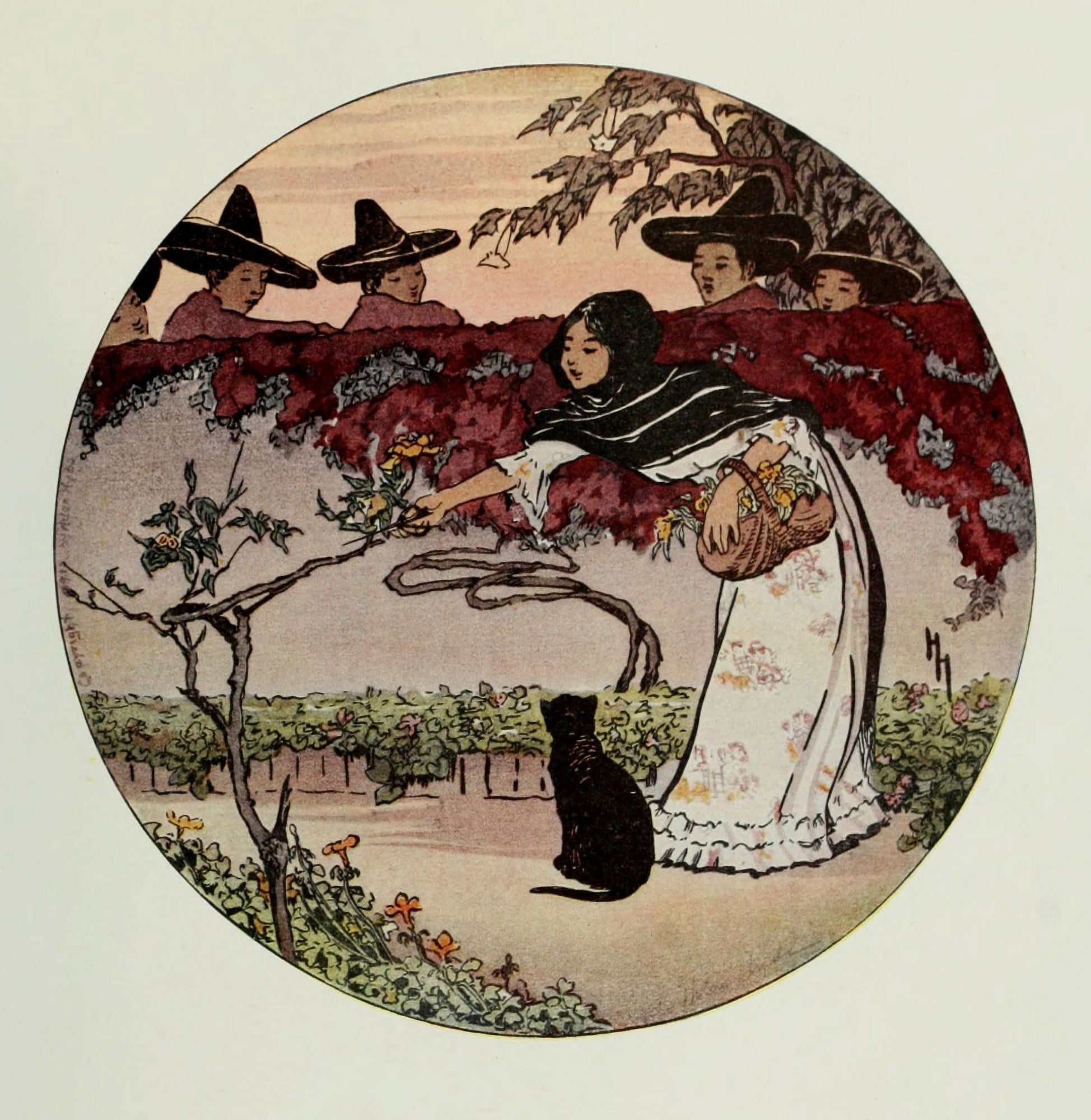 The Studio 1913 A Mexican Coquette Canvas Art - Helen Hyde (24 x 36)