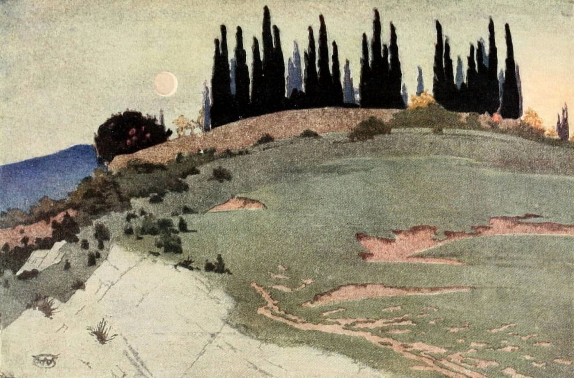 The Studio 1913 The passing of the Crescent Umbria Italy Canvas Art - William Giles (24 x 36)