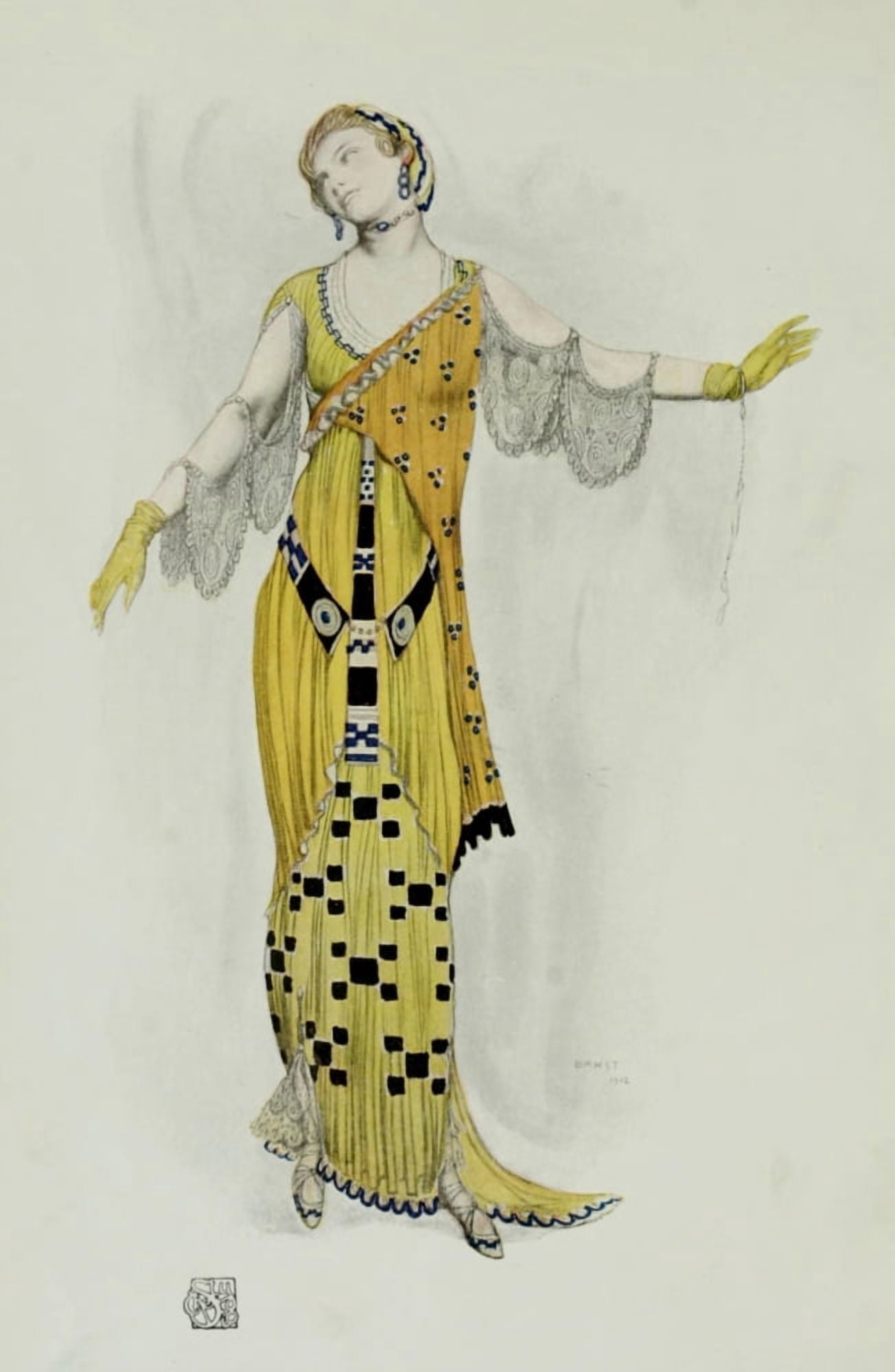 The Studio 1914 Fantaisie sur le costume moderne Canvas Art - Leon Bakst (24 x 36)