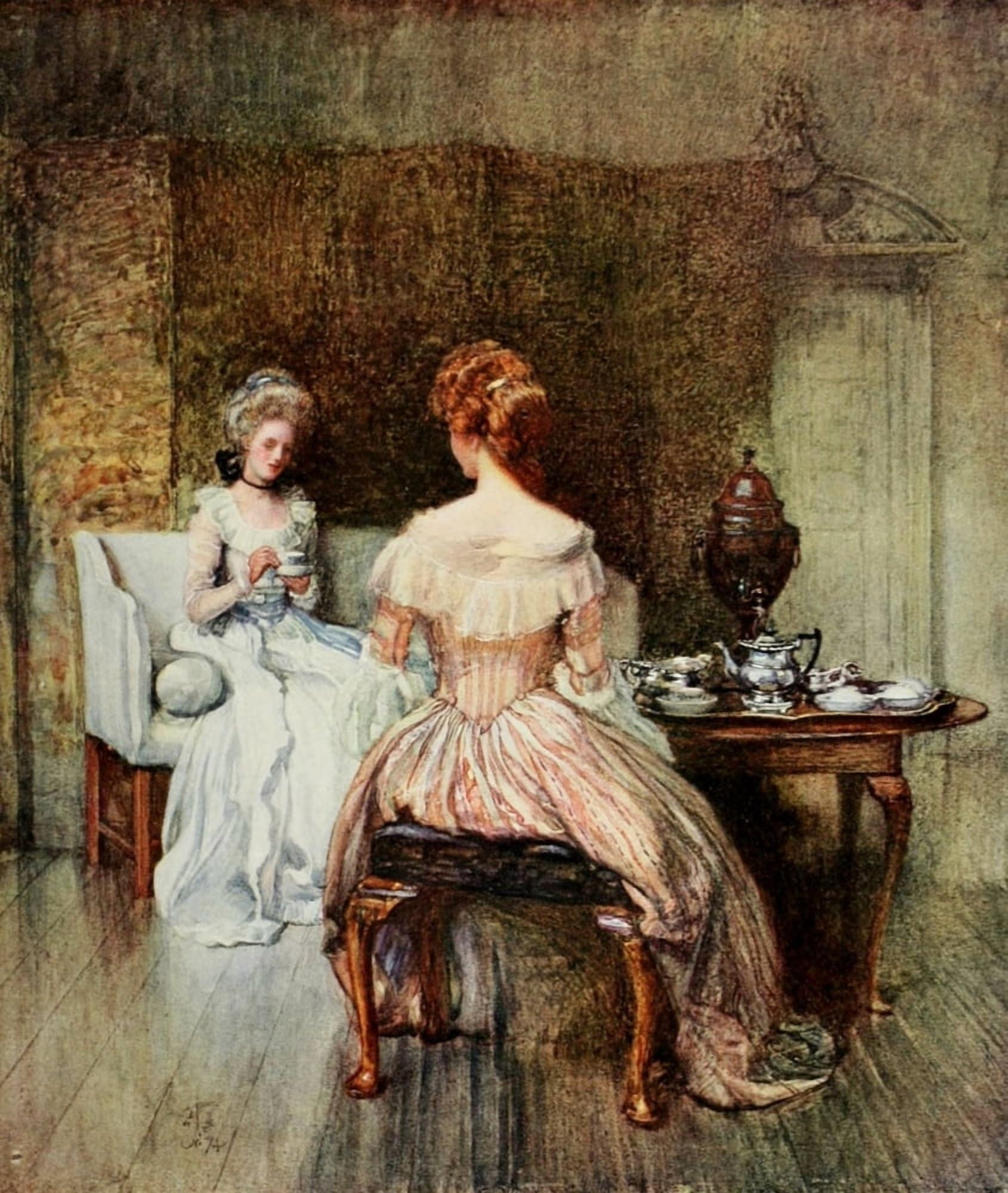 The Studio 1915 A dish of Bohea in the days of the Georges Canvas Art - Joseph Walter West (18 x 24)