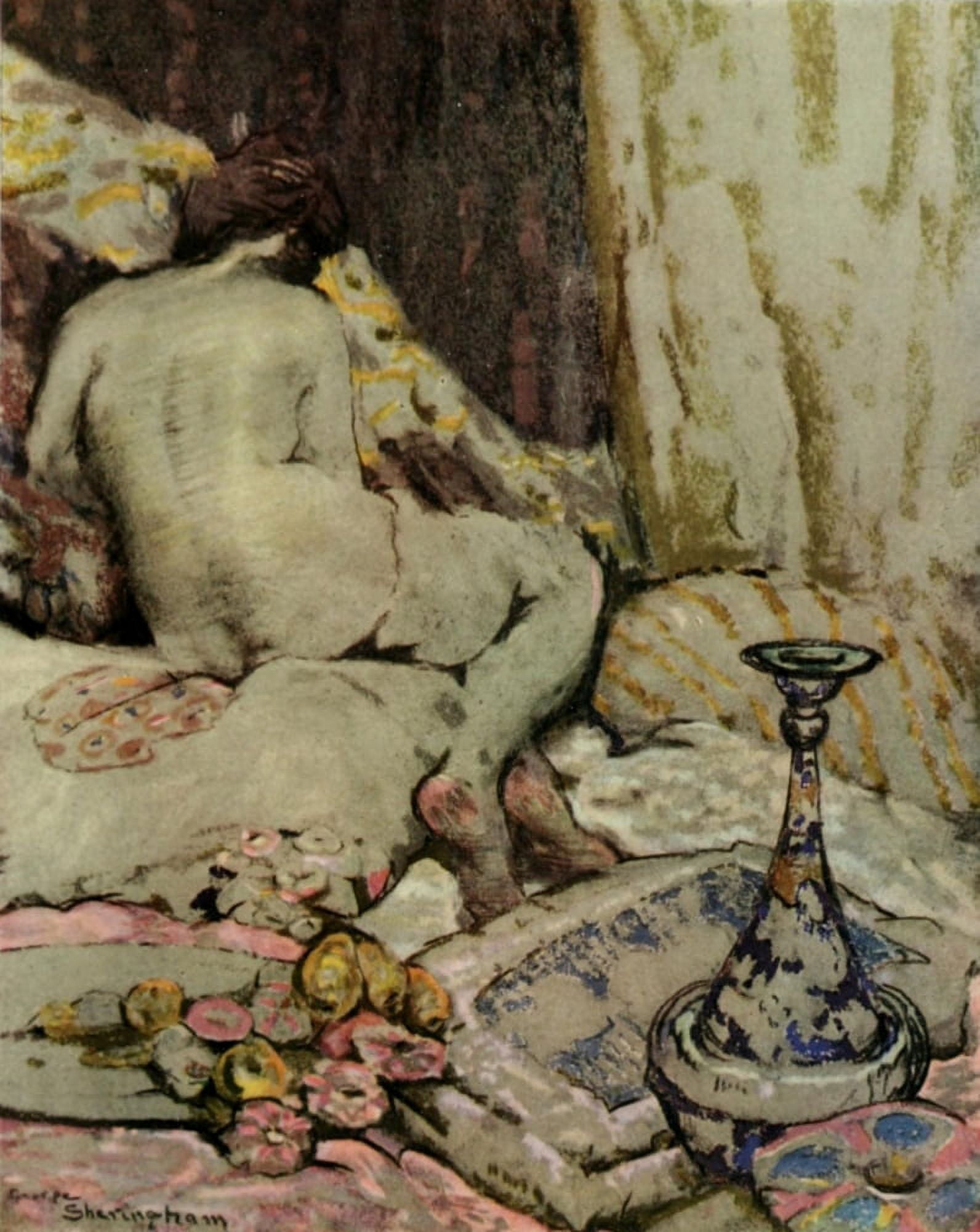 The Studio 1916 The Persian Vase Canvas Art - George Sheringham (18 x 24)