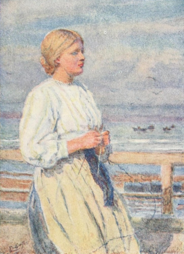 The Studio 1919 Girl Knitting Canvas Art - Lionel Percy Smythe (18 x 24)