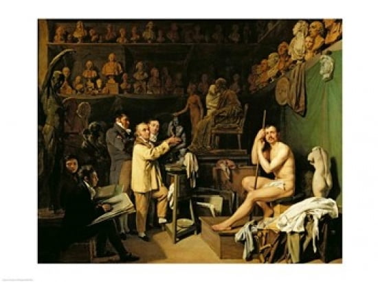 The Studio of Jean Antoine Houdon Canvas Art - Louis-Leopold Boilly (36 x 24)