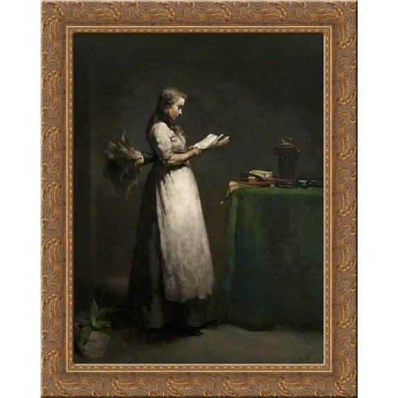 The Studious Servant 20x24 Gold Ornate Wood Framed Canvas Art by Ribot, Theodule
