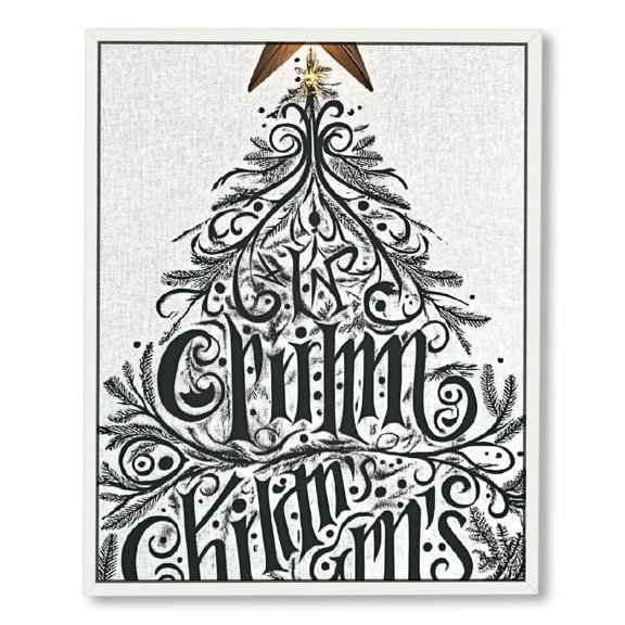 The Stupell Home Décor Collection Holiday Merry Christmas Black and White Typography Tree Framed Giclee Texturized Art, Multi-Color