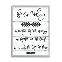 The Stupell Home Decor A Little Crazy Loud Love Family Gray Framed Texturized Art